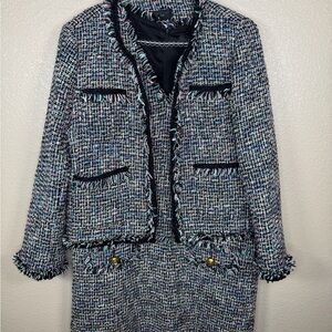 J.Crew Multicolor Tweed Jacket & Sheath Dress Set Size 12  Quiet Luxury